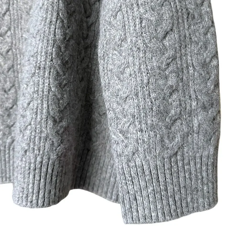 H&M Oversized Cable Knit Boxy Fit Jumper Sweater in Gray Size XL